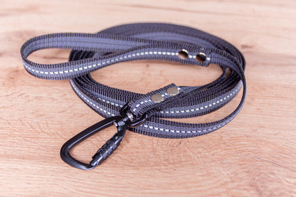 Black Reflective Non-slip Dog Leash with Twist-Lock carabiner, 20 mm