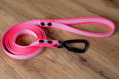 Pink Reflective Non-slip Dog Leash with Twist-Lock carabiner, 20 mm