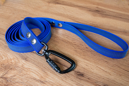 Blue Non-slip Dog Leash with Twist-Lock carabiner, 20 mm