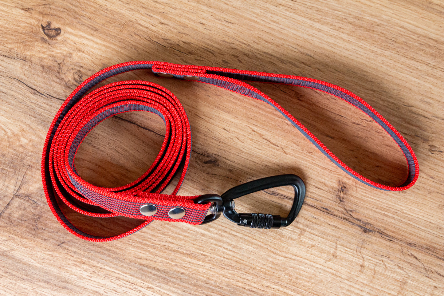 Red Non-slip Dog Leash with Twist-Lock carabiner, 20 mm