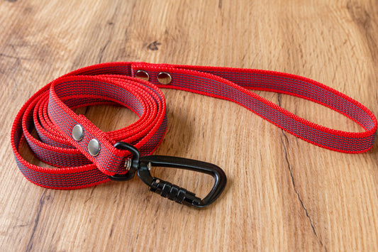 Red Non-slip Dog Leash with Twist-Lock carabiner, 20 mm