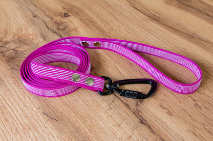 Pink Non-slip Dog Leash with Twist-Lock carabiner, 20 mm