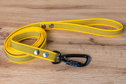 Yellow Non-slip Dog Leash with Twist-Lock carabiner, 20 mm