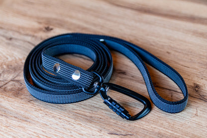 Black Non-slip Dog Leash with Twist-Lock carabiner, 20 mm