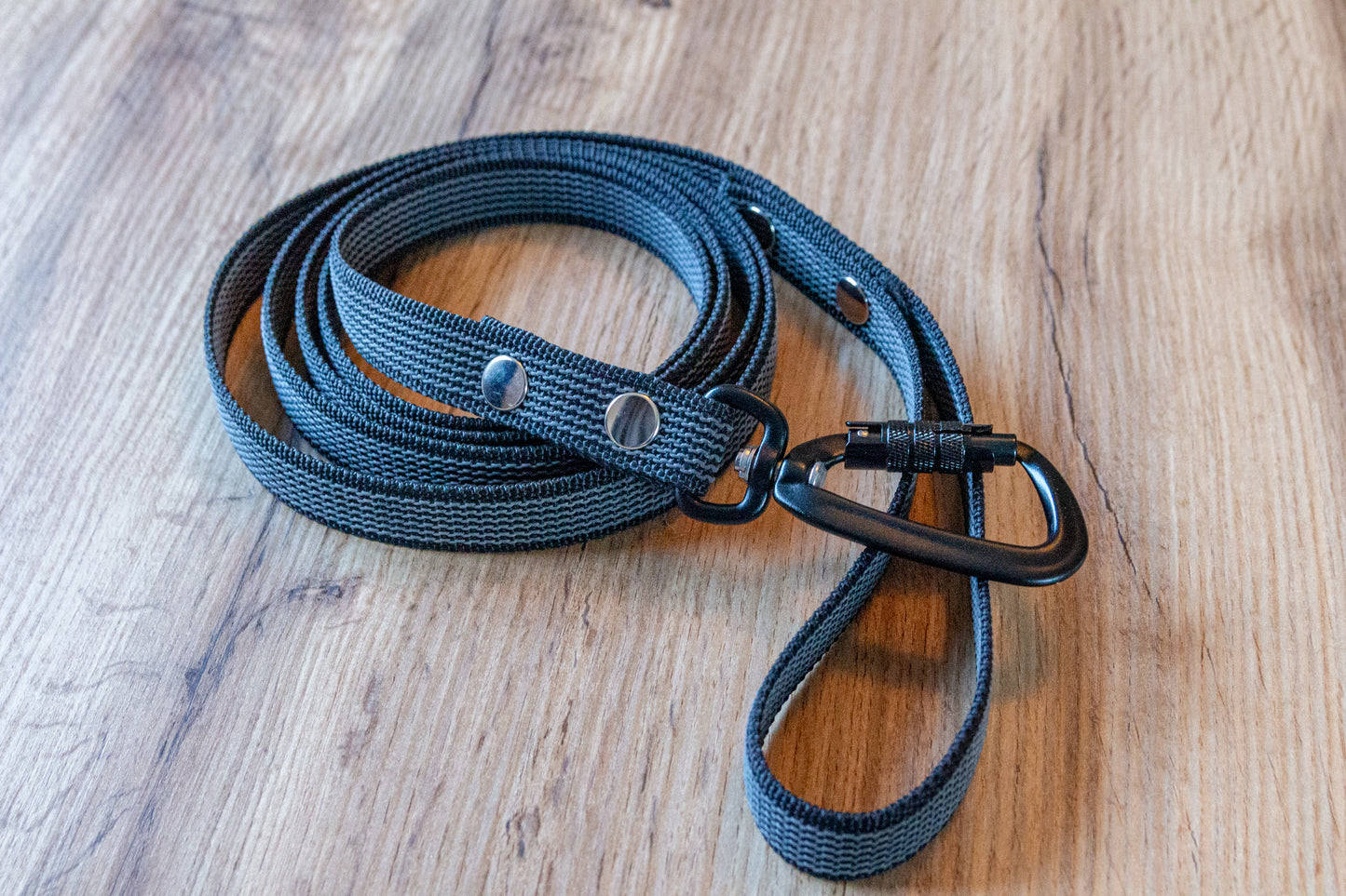 Black Non-slip Dog Leash with Twist-Lock carabiner, 20 mm