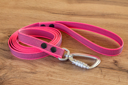 Neon Pink Non-slip Dog Leash with Twist-Lock carabiner, 20 mm