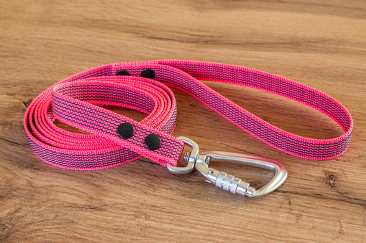 Neon Pink Non-slip Dog Leash with Twist-Lock carabiner, 20 mm