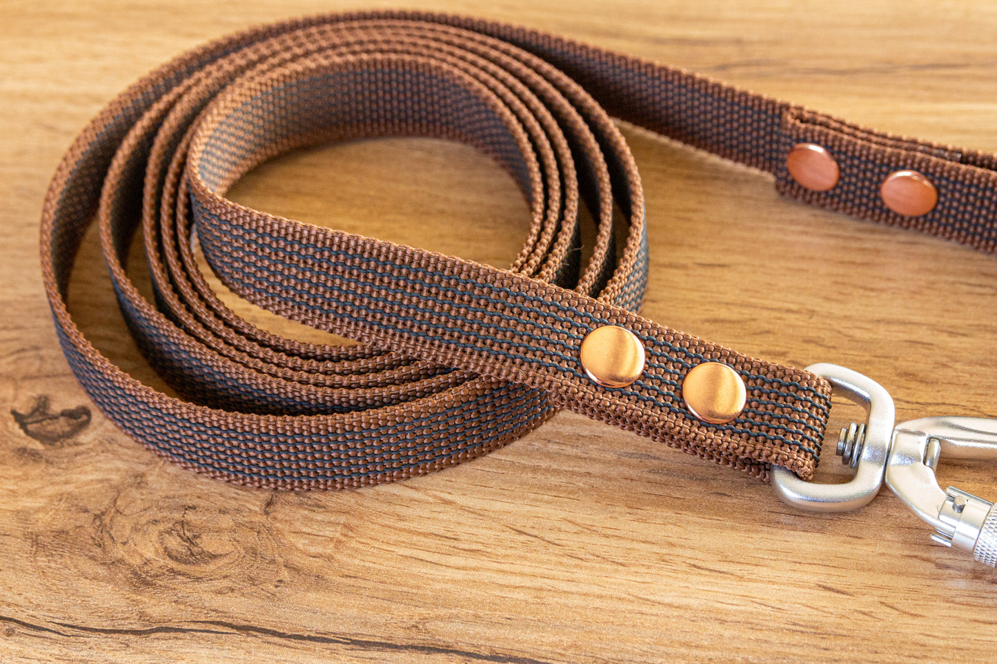 Brown Non-slip Dog Leash with Twist-Lock carabiner, 20 mm