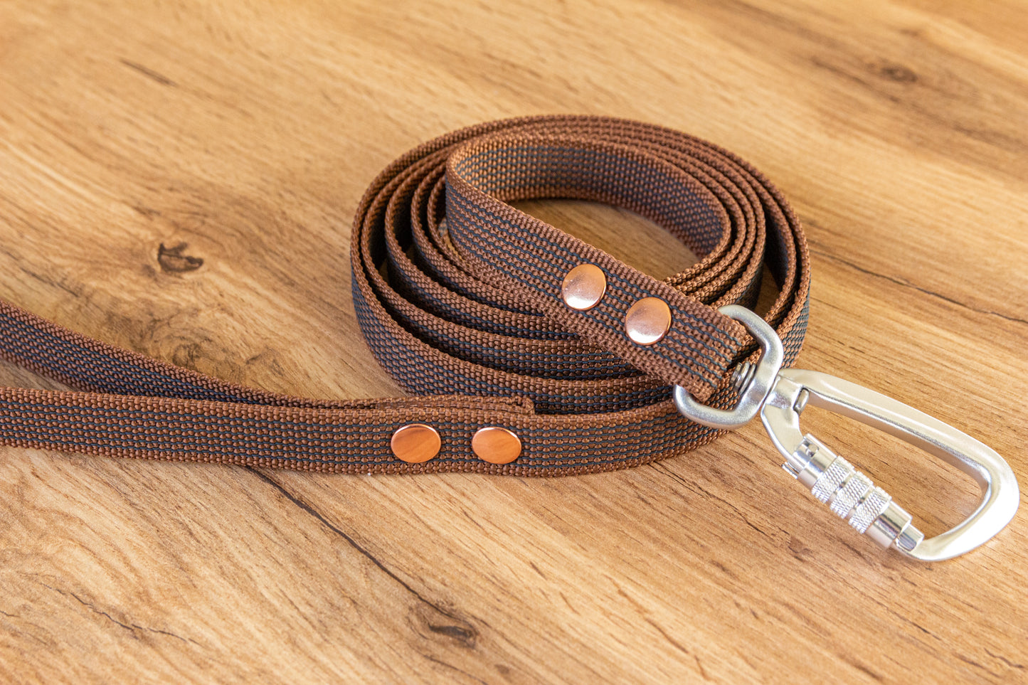 Brown Non-slip Dog Leash with Twist-Lock carabiner, 20 mm