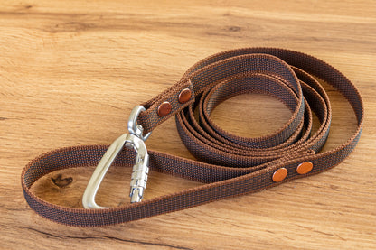 Brown Non-slip Dog Leash with Twist-Lock carabiner, 20 mm