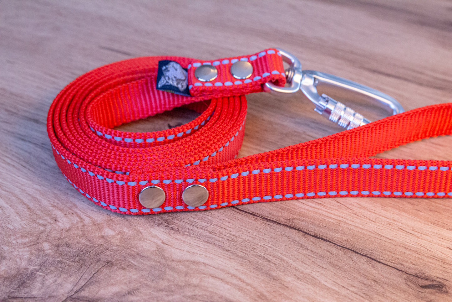 Red Reflective Dog Leash with Twist-Lock carabiner, 20 mm