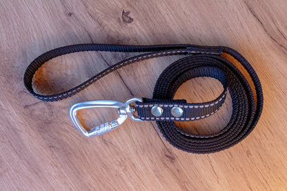 Black Reflective Dog Leash with Twist-Lock carabiner, 20 mm