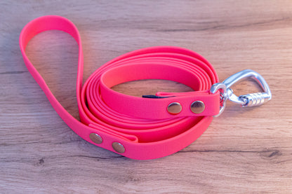 Neon Pink Biothane Dog Leash with a Twist-lock carabiner, 20 mm